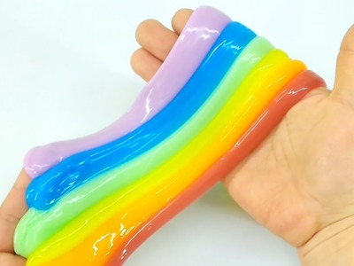 Make Rainbow Slime Easy DIY ! Learn Color For Kids