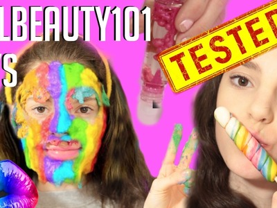 RCLBEAUTY101 DIYS TESTED! Lava Lamp Lip Gloss, Lollipop Lipsticks + Rainbow Slime Peel off Face Mask