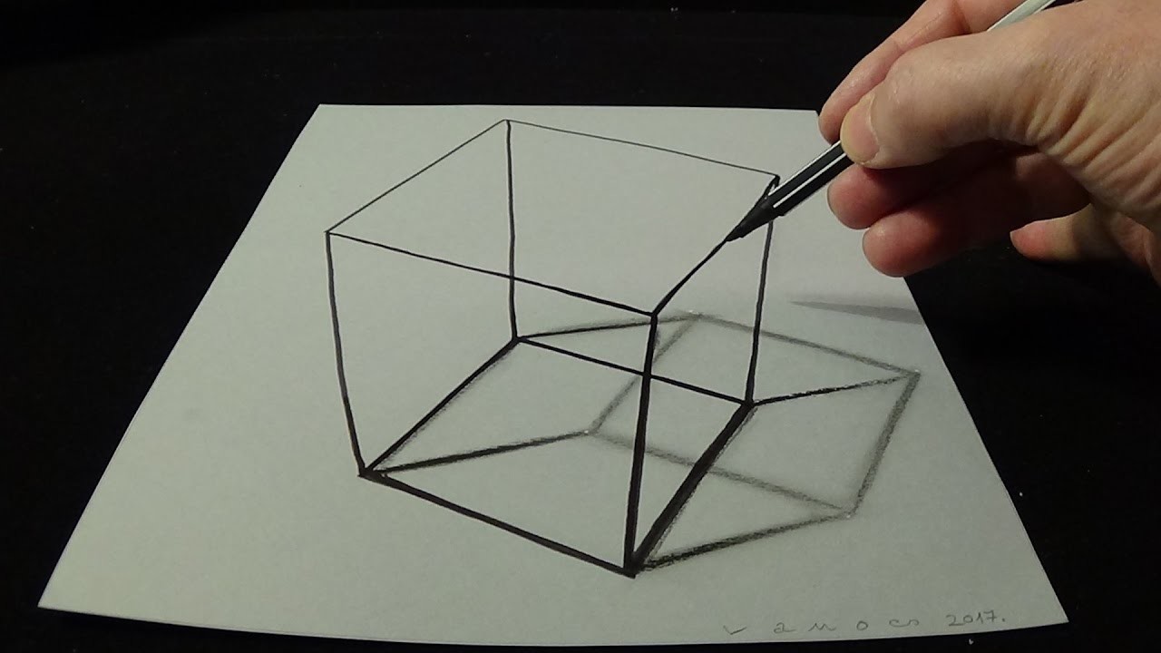 3D Drawing a Simple Cube No Time Lapse How to Draw 3D Cube