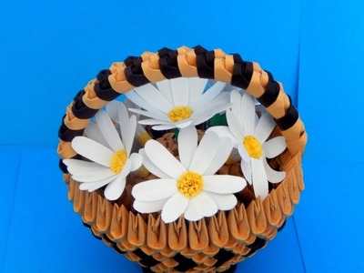 3d origami small basket tutorial (daisy flowers)