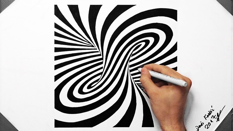 3D Spiral Optical Illusion - Speed Drawing ( How To Draw ) ( Tornado )
