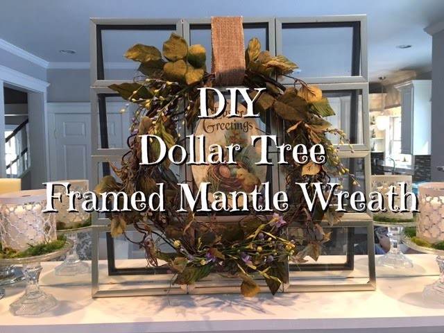 DIY Dollar Tree Spring Easter Mantle Picture Window Wreath Decor