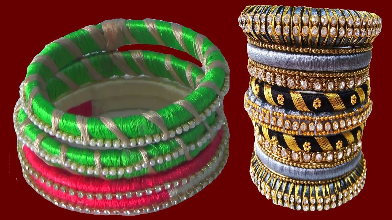 DIY + How to turn (Recycling ) your old bangles into Fancy Silk Tread Bangles!! | Jewelry Making!