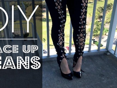 DIY LACE UP JEANS | NO SEWING