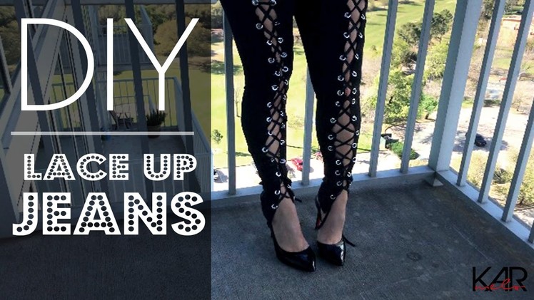 DIY LACE UP JEANS | NO SEWING