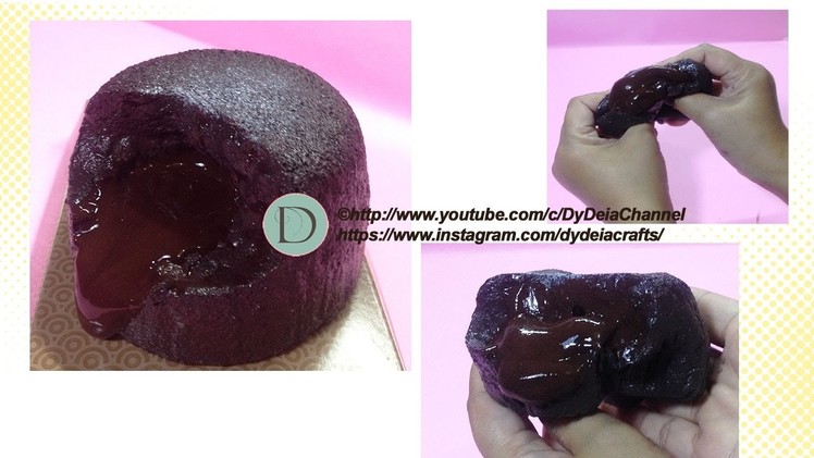 DIY SQUISHY LAVA CAKE (WITH SLIME CHOCOLATE) ~ Cara membuat Squishy Bolu Lava
