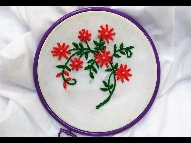 Hand Embroidery - Cute Flowers with Lazy Daisy Knot and Bullion knot Stitch