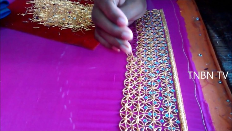 Hand embroidery tutorial for beginners, zardozi embroidery, mirror work blouse online shopping india