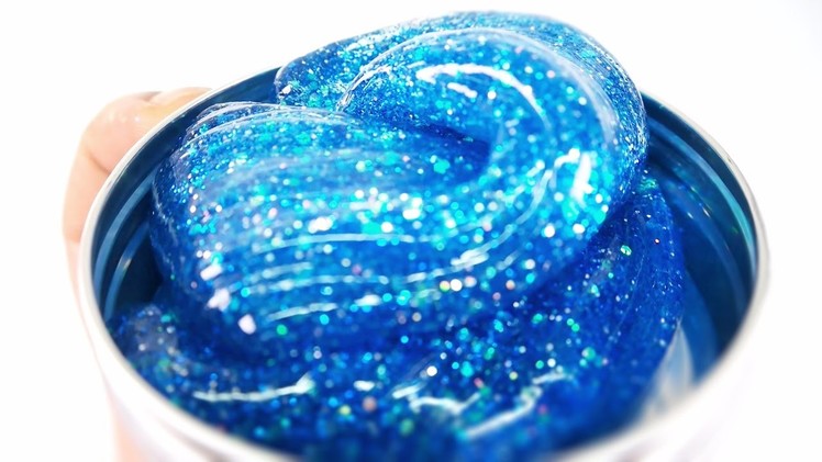 How To Make Super Glitter Slime | Blue Shiny Slime ! With Contact Lens Solution~ MonsterKids