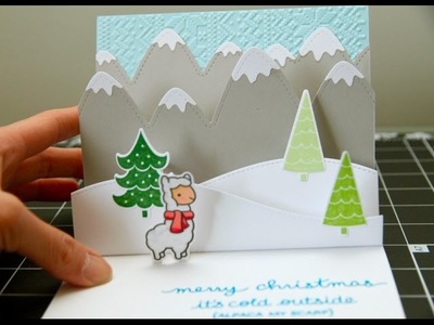 Lawn Fawn Winter Alpaca Pop Up Christmas Card