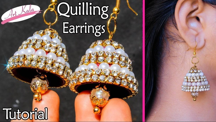 Quilling earrings jhumka making | Bridal Jhumkas at Home | Tutorial | Artkala 126