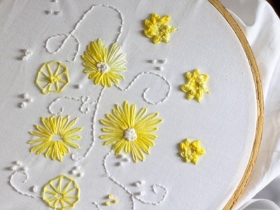 Spider Web Stitch with Petal Flower, Hand Embroidery Tutorial