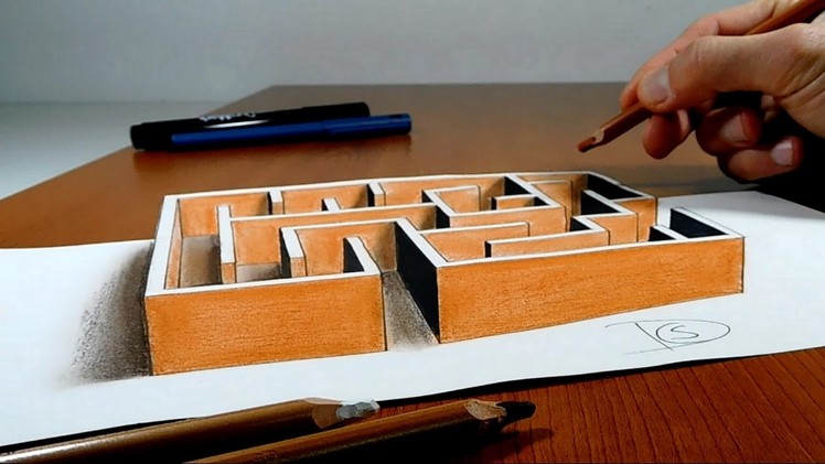 Try to do 3D Trick Art on Paper , Maze