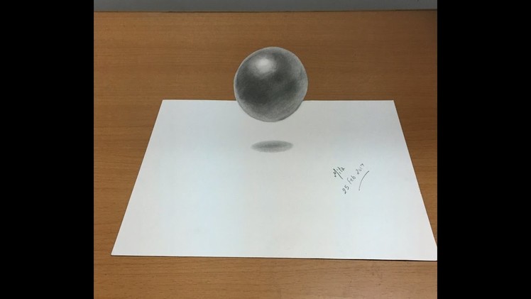 Very Easy!! How to draw 3D Art on paper - Draw a floating levitating ball - draw 3D Trick Art HD