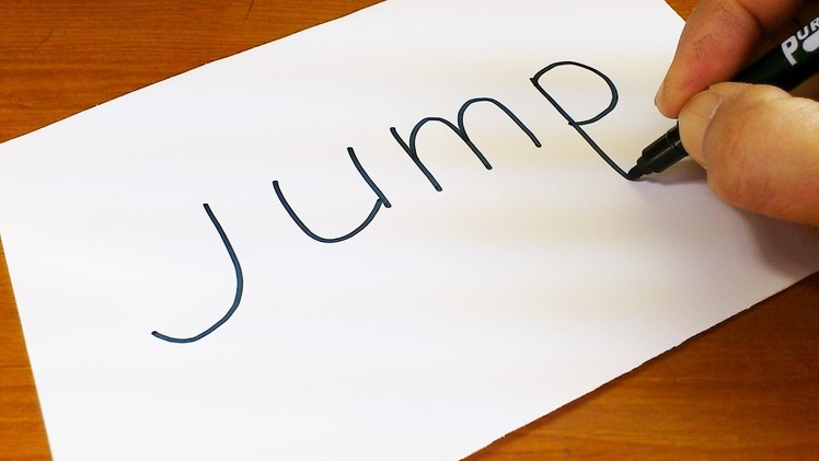 Very Easy ! How to turn words JUMP into a Cartoon - art on paper for kids