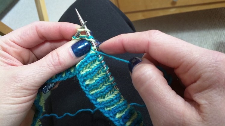 Brioche Knitting - BrRL2dec - Right-Leaning 2-st Decrease