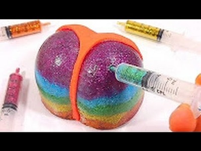DIY Glitter Slime Clay Crayon Shin chan Hip Doctor Syringe Real Play Learn Colors Slime Icecream