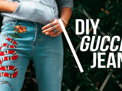 DIY GUCCI EMBROIDERY SNAKE JEANS