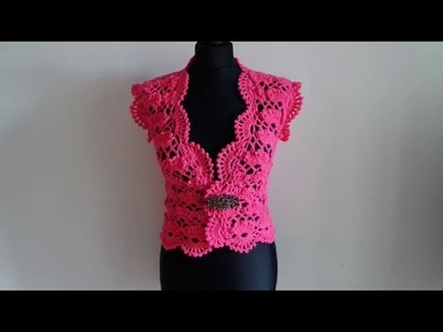How to crochet elegant bolero chaleco shrug free tutorial pattern subtítulo
