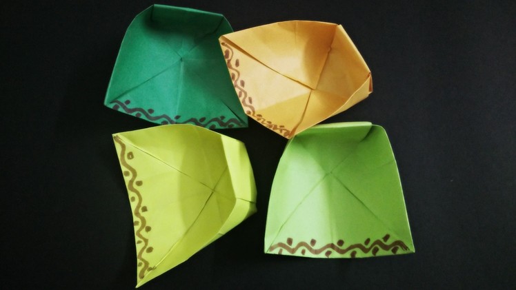 How to make origami winnowing pan using paper.