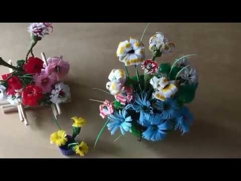How to make straw flower - Recycled art and crafts for kids