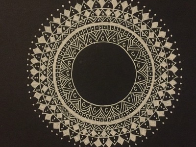 White Mandala on Black Paper - Speed Drawing