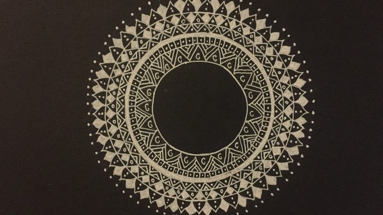 White Mandala on Black Paper - Speed Drawing