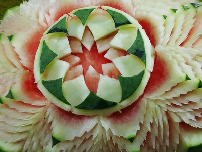 How to Mack Beautiful  Watermelon  Flower - Fruit Carving Design garnish