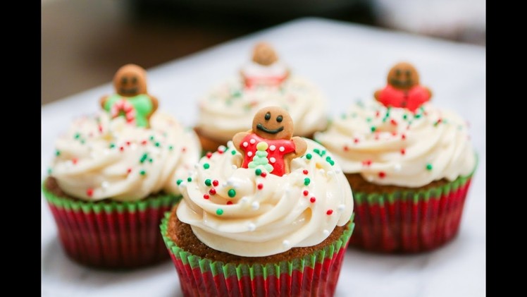 CHRISTMAS CUPCAKES!! (Gingerbread)