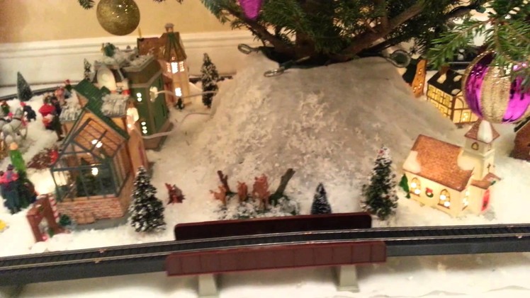 Christmas Village and Train set Under the Tree