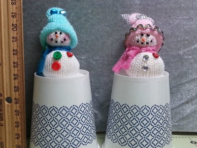 DIY~Tiny Snowman Made From Finger Of Stretchy Dollar Glove! Christmas! EASY NO SEW!