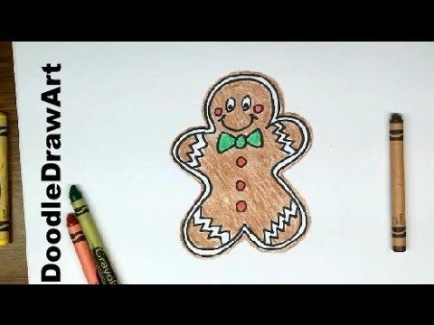 Drawing: How To Draw Gingerbread Man Boy - Easy Drawing Lesson [HD] for kids or beginners