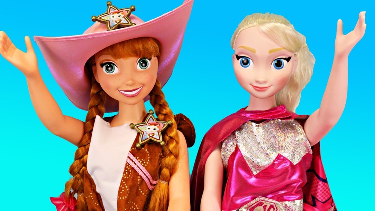 FROZEN My Size Elsa & Anna Dolls DRESS UP ❤ Barbie Superhero Sheriff Callie Wild West DisneyCarToys