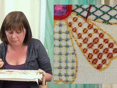Hand Embroidery - Trellis Pattern #6