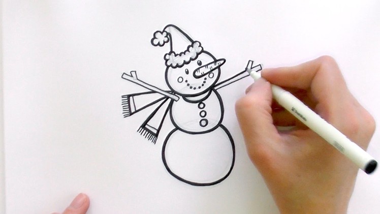 How to Draw a Cartoon Christmas Snowman