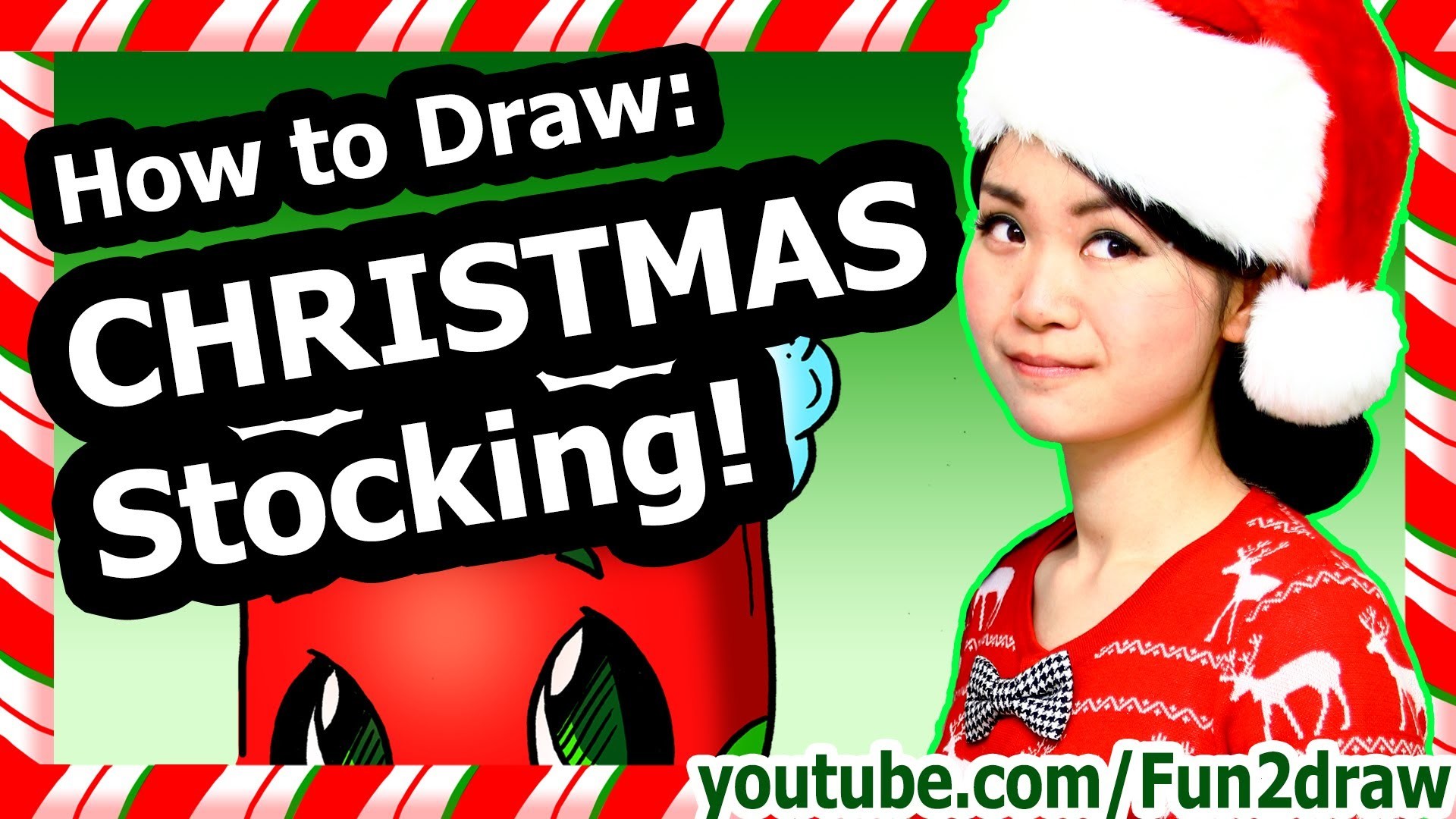 How to Draw Christmas - Cute Stocking - Fun2draw Winter Holiday Decoration drawings