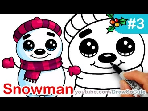 How to Draw Snowman Cute Step by step Easy Christmas Special