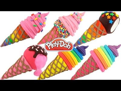 How to Make Play-Doh Waffle Cone Ice Creams * Creative Fun * Play Dough Art * RainbowLearning
