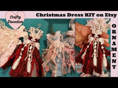 Ornament decor red dress KIT share Shabby Chic designs by Crafty Devotion