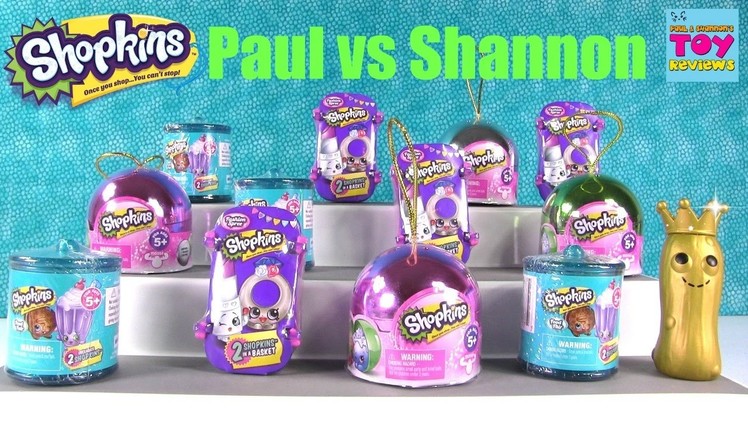 Paul vs Shannon Shopkins Christmas Ornaments Food Fair Fashion Spree Challenge Opening | PSToyReview
