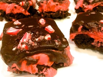 Peppermint Brownies Covered in Chocolate Ganache - Christmas Dessert Recipes