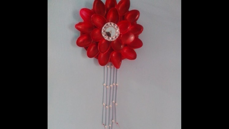 Plastic spoon  flower wall hanging.