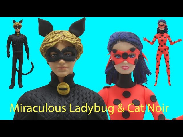 Play Doh Miraculous Ladybug & Cat Noir Inspired Costumes Barbie & Ken Doll