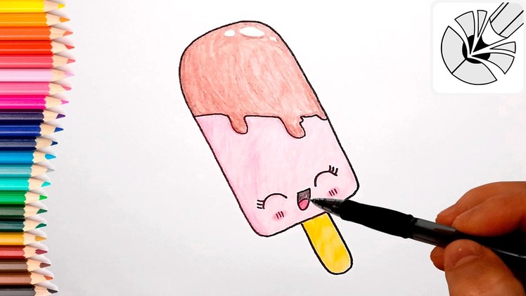 How to Draw a Cute Ice Cream and Color - Easy Drawing Tutorial