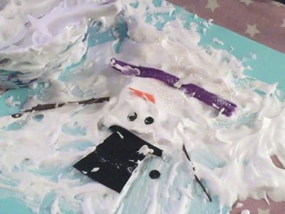 Kids craft projects - Puffy Paint Melted Snowman - Fun art idea