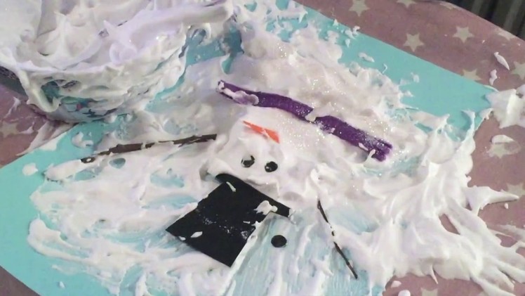 Kids craft projects - Puffy Paint Melted Snowman - Fun art idea