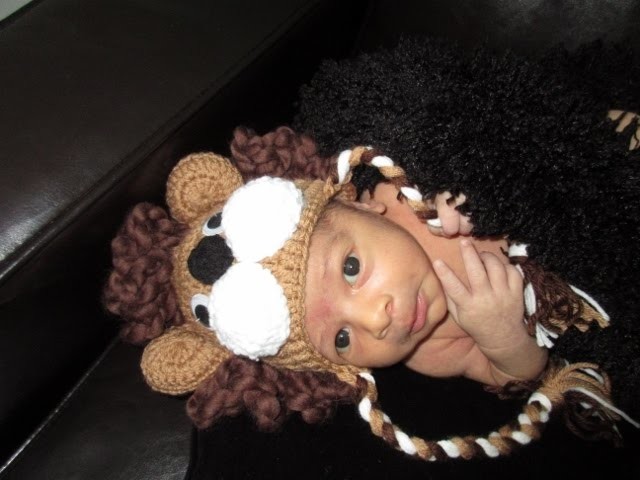 Crochet newborn baby lion hat for beginners