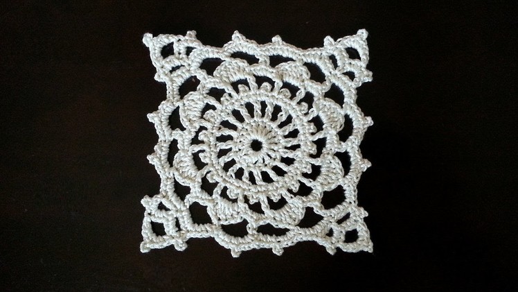 Crochet Square Motif - Wheel Mini Doily Pattern