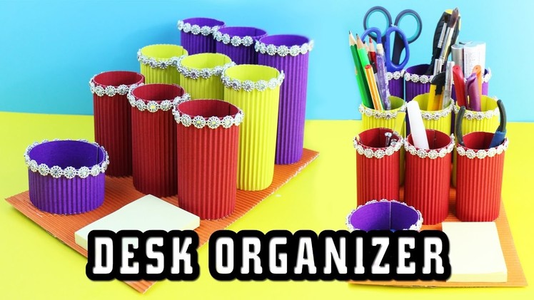 ????????DIY Cardboard Desk Organizer - 5 minute crafts - simplekidscrafts