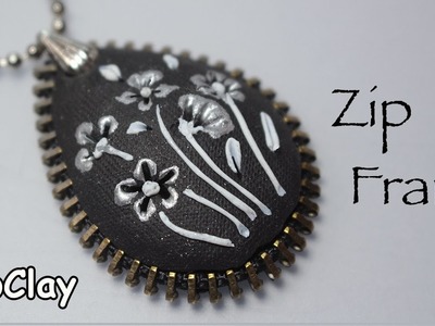 Diy filigree pendant with a zipper frame - Polymer clay tutorial